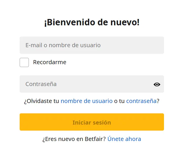 Formulario de Iniciar Sesión
