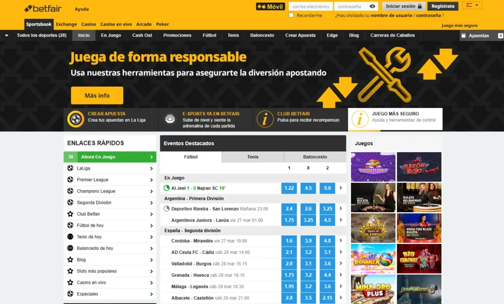 Sitio de Betfair